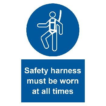 Safety Harness Must Be Worn 200x300mm