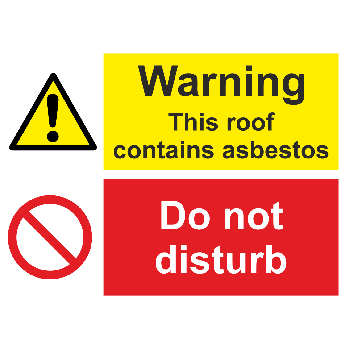 This roof contains asbestos 400x300mm