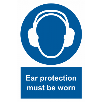 Ear protection must be worn 400x600mm