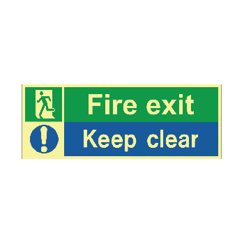 Fire Exit Keep Clear 400x150mm Photoluminescent