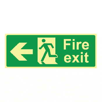 Fire Exit Left 400x150mm Photoluminescent