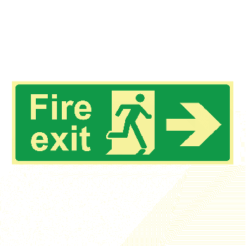 Fire Exit Right 400x150mm Photoluminescent