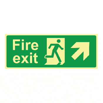 Fire Exit Up Right  400x150mm Photoluminescent