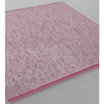 Perspex Pink Clear Glitter