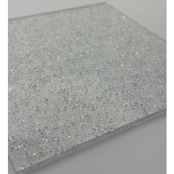 Perspex Silver Clear Glitter